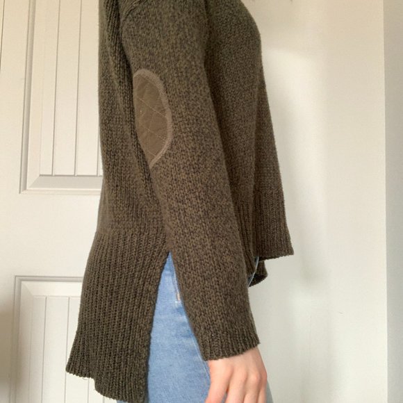 Green Knit Sweater with Elbow Patches - Picture 2 of 5